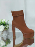 Breakj Winter New Round Head Thick With Super High Heel Waterproof Platform Side Zipper Fashion Show Plus Size Women's