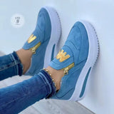 Breakj Large-Size Sports Single Shoe Pine Cake Flat-Bottom Zipper Color Casual