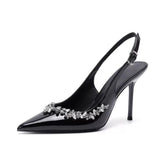 Breakj Design Water Drill Set Side High Heels Women 2025 Summer New Button Single Shoe Tip Shallow Temperament Women's