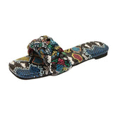 Women Slippers 2021 Hot Women Weave Slippers Flat Shoes Fashion Leisure Shoes Blue Beach Shoe Charm Office Women