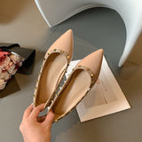 Breakj New Spring And Summer Rivet Flat Shoes Shallow Patent Leather Willow Soft Soles Shoes Flat Shoes Women Sharp Single
