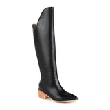 autumn and winter women's European and American fashion snake-effect leather long thick-heeled large size women's