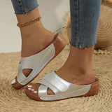 New Summer Slope Heel Slippers Large Size Women's Shoes Leisure Fashion Heeled