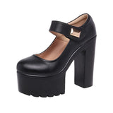 Model Training Special High-Heeled Women Large-Size Thick-Heeled High-Heel Velcro Cheongsam Catwalk Show Single-Shoe