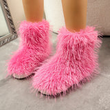 Breakj Hairy Boots Winter Warm Plus Velvet Boots Fashion Casual Snow Boots