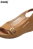 Women Sandals Slip On Wedge Heels Sandals Summer 2023 New Wedges Shoes Women Soft Heeled Sandals Female Elegant Sandalias