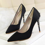 Breakj Korean Version Of Fashion Sexy Metal With Women's Shoes Thin Heel High Heel Shallow Pointed Silk Show