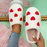 Pattern Fluffy Bedroom Slippers Women Comfort Soft Flat Heel Indoor House Shoes Woman Winter Warm Cotton Slippers for