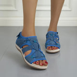 Summer New Beach Sandals Velcro Velcro Round Head Slope Heels Large Size