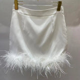 Casual Patchwork Feathers Skirt For Women High Waist A Line Mini Skirts Female Fashion Summer Clothing Style