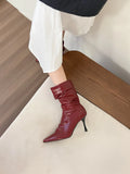 Breakj And Fashionable! Milk White Tip Wrinkles High And Short Boots Women Autumn Piles Of Thin