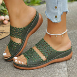 Breakj Hollow Flowers One-Word Slippers Women In The Summer Of 2025 New Leisure Thick Bottom Slope And Cold Slippers