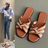 Women's Slippers Female Summer Wear 2024 New French Temperament Leisure Vacation Beach Flat-Line