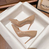 Breakj Black High-Heeled Women 2025 New Fine Heel In Fairy Net Red Leather Pointed Single Shoe