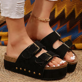 Thick-Bottomed Rivets Slipper Women Wear Metal Buckle Cake Bottom Cold