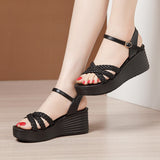 Slopes With High Heels With Sandals 2023 Summer New Style Muffin Thick Soles, Large-Size Fashion