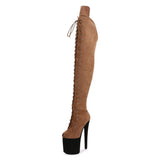 Peep Toe Boots Pole Dance Boots Stripper High Heels Women Sexy Show Shoes Party Club 20 CM Heels Platform ZIP Lace-Up