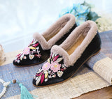 Breakj Wool Edge Pointed Shoes Embroidered Cloth Shoes Fashion Warm Home Shoes National Wind Women's Shoes Cotton Drag Women's Cotton