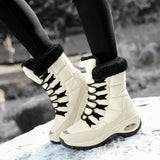 Women Boots Winter Keep Warm Quality Mid-Calf Snow Boots Ladies Lace-up Comfortable Waterproof Booties Chaussures
