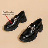 Size 35-42 2023 News Women Real Leather Flats Shoes Fashion Chain Low Heel Office Pumps Jk Casual Loafers