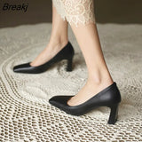 Women's Chunky High Heel 6.5CM Pumps 2023Spring/Autumn Square Toe French Retro Casual Professional Shoes Zapatos Mujer De