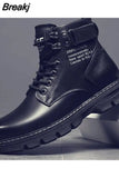 Men's Black 2023 AutumnWinter Anker Boots for Men Leather Motorcycle Botas Hombre Platform Casual Martens