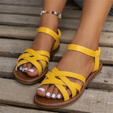Breakj 2025 Summer New Summer Fashion Flat Shoes Korean Version Of Sandals Roman Shoes Beach Shoes Women's