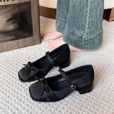 Breakj Version Of Fairy-Dish Noodle Butterfly Bow Head Mary Jane Heel 2025 Spring And Summer New Word With Tunlock Single