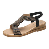 Breakj 2025 Summer New Water Drill Slope Heel Sandals Women With Roman Toe Fashion Sandals