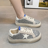 Women's Shoes 2024 New Small White Shoes, High-end Sequin Casual Sports Shoes Platform