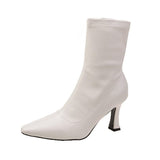 New High-Heeled Boots Korean Version Of Online Celebrities Thin Boots Tipped OL Commuter And Ankle Short Women's