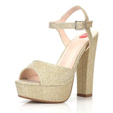 Women Sandals 2023 Fashion Waterproof Platform 13CM Thick Heel Shoes Concise Buckle Strap Model Womens Sexy High