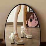 Breakj Bottom French Mary Jane Shoes Women High Heel Niche Design Temperament High-End Feel Lolita Coarse Leather Shoes Women