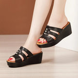Heel Sandals Slippers Summer 2023 New Muffin Thick Soles Fishmouth Slippers Large Size Slippers Wear One-Word