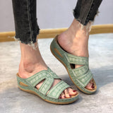 Breakj Cool Slippers Women's Slope And Fish Mouth Thick-Sed Large-Size Shoes Multi-Color Optional Embroidery Cool Drag