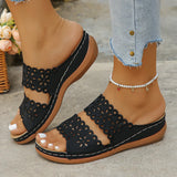 Breakj Hollow Flowers One-Word Slippers Women In The Summer Of 2025 New Leisure Thick Bottom Slope And Cold Slippers