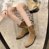 Breakj Heel Pointed Vintage Brown Western Cowboy Boots Women's Shoes 2024 New V Mouth Short Boots Spring Fall Martin