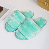 Slippers Women Cozy Faux Fur Indoor Floor Slides Flat Soft Furry Shoes Women Home Slippers Female Winter Warm Flip