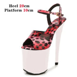 Leopard Women Shoes Pole Dance Sandals Stripper Sexy Combat Fetish High Heels Summer Platform Shoes Party Club 20 CM