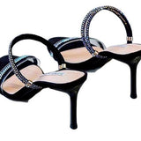 Breakj Drill Fine With Fairy Wind Sandals 2025 New Fashion Lady Style High Heels Lazy Two Wearing Cool Slippers