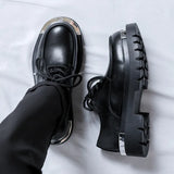 Breakj Casual Leather Shoes Trend Teen Platform Fall 2023 New Versatile Men's Working Shoes
