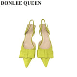 Women Sandals Sweet Bow Knot High Heel Slingback Sandal For Women Elegant Pointed Toe Mule 2023 Spring Luxury Ladies