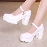 Round Head 8Cm High Heels Clasp Shallow Commuter Professional Work Shoes Cheongsam Models Catwalk