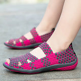Sandals Handmade Woven Flat Shoes Woman 2020 Summer Fashion Breathable Casual Slip-On Colorful Female