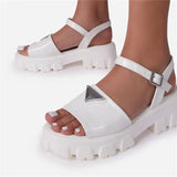 Summer Platform Sandals Women Comfort Buckle Strap Shoes for Women Fashion Metal Decoration Peep Toe Sandals Large
