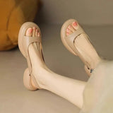 Summer High Heel Sandals Women's Peep-toe shoe Luxury Buckle Casual Thick Heel