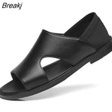 New Style Men's Sandals, Soft Leather Sandals, Breathable Non-slip Beach Shoes, Men's Slippers, Men's Beach