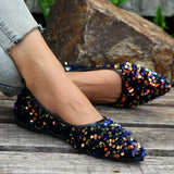 Women Bling Flats Shoes Casual Walking Shoes Spring New Pointed Toe Sandals Female Fashion Brand Dress Zapatillas