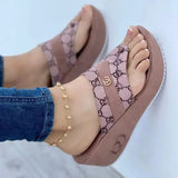 Toe Sandals And Slippers 2023 Summer New Slippers Muffin Thick Soles Herringbone Beach