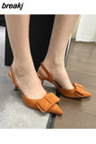 Women Sandals Sweet Bow Knot High Heel Slingback Sandal For Women Elegant Pointed Toe Mule 2023 Spring Luxury Ladies